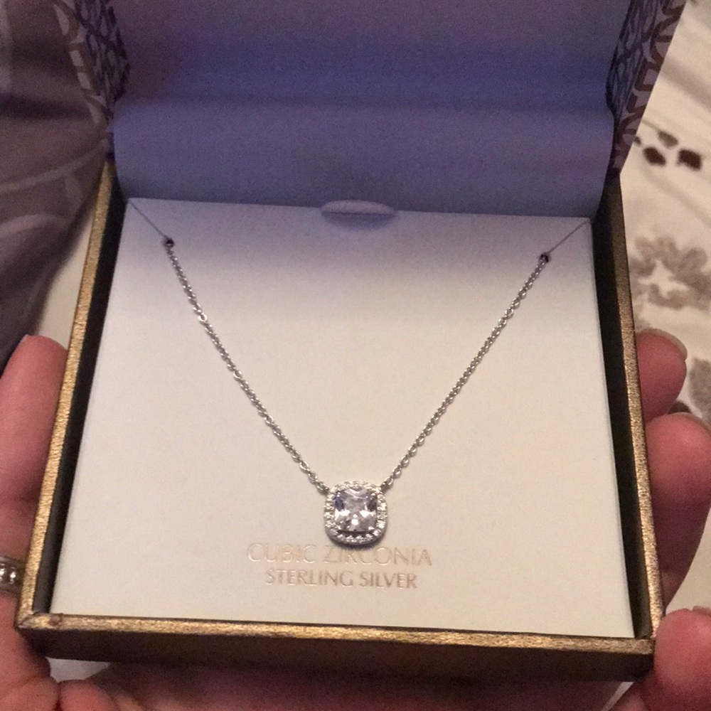 Cubic zirconia sterling silver necklace